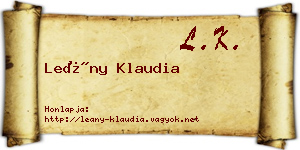 Leány Klaudia névjegykártya
